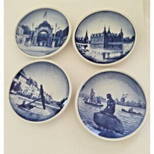 ROYAL COPENHAGEN DENMARK MINI PLAQUES 3 1/4" Diameter (set of 4) see details